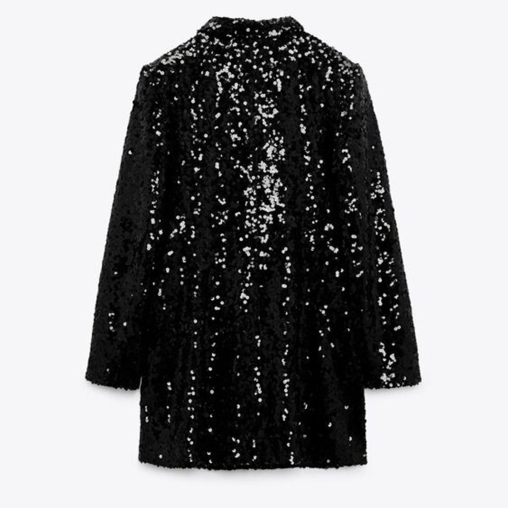 ZARA LONG SEQUINNED BLAZER 9336/556/255/032 - Picture 7 of 9